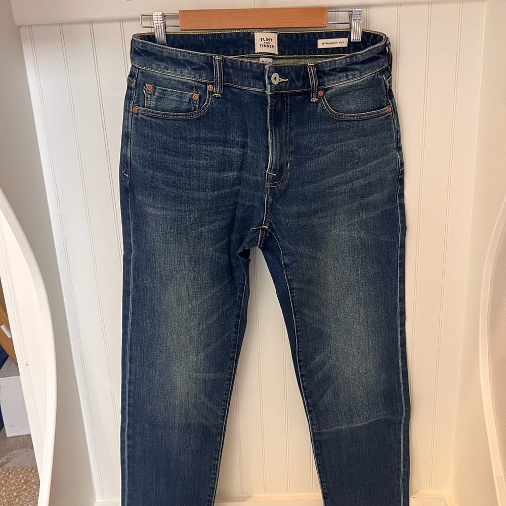 Flint and Tinder Stretch Selvedge Denim Jeans, 31x30 Medium Wash